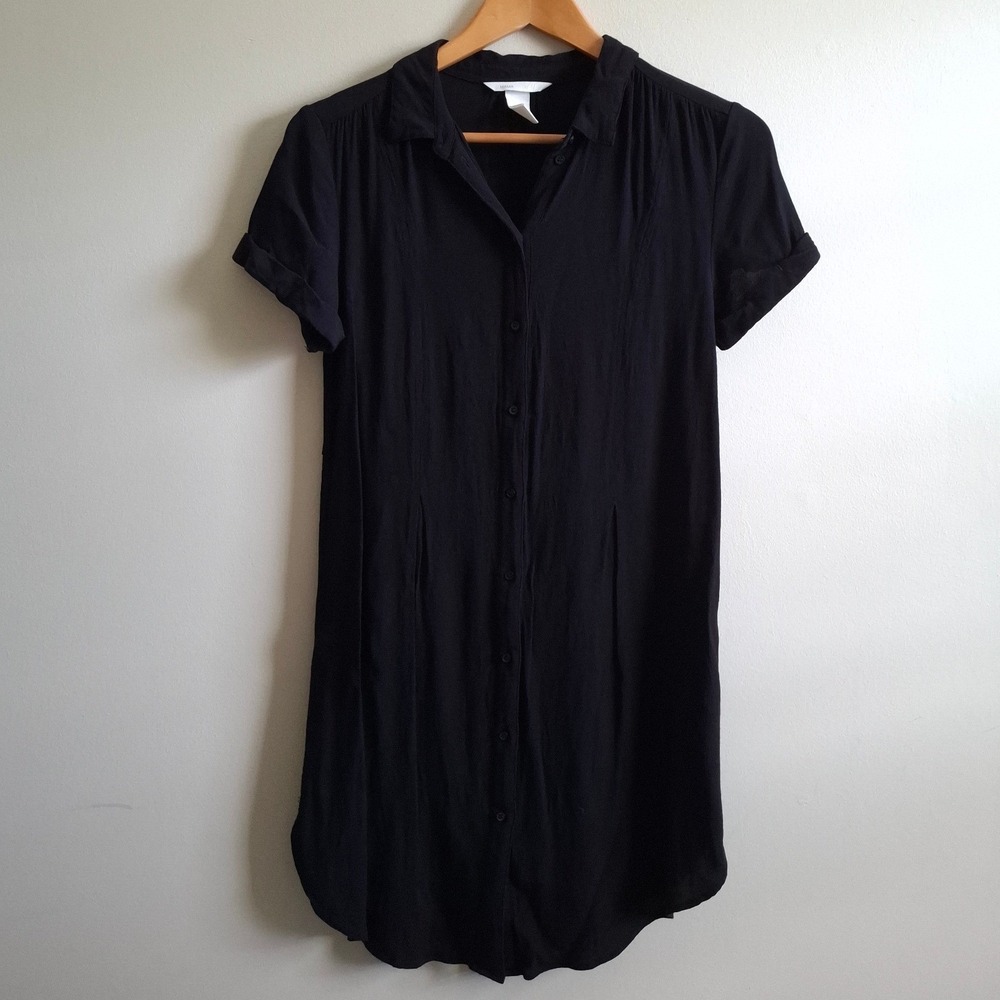 H&M Mama Black Shirt Dress Casual Goth Dark Academia Minimalist Maternity Sz XS